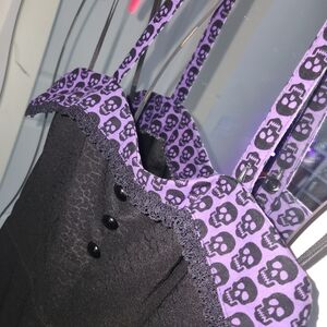 Skull Black & Purple Pin Up Girl Gothic Lace Vampire Witch Halloween Dress